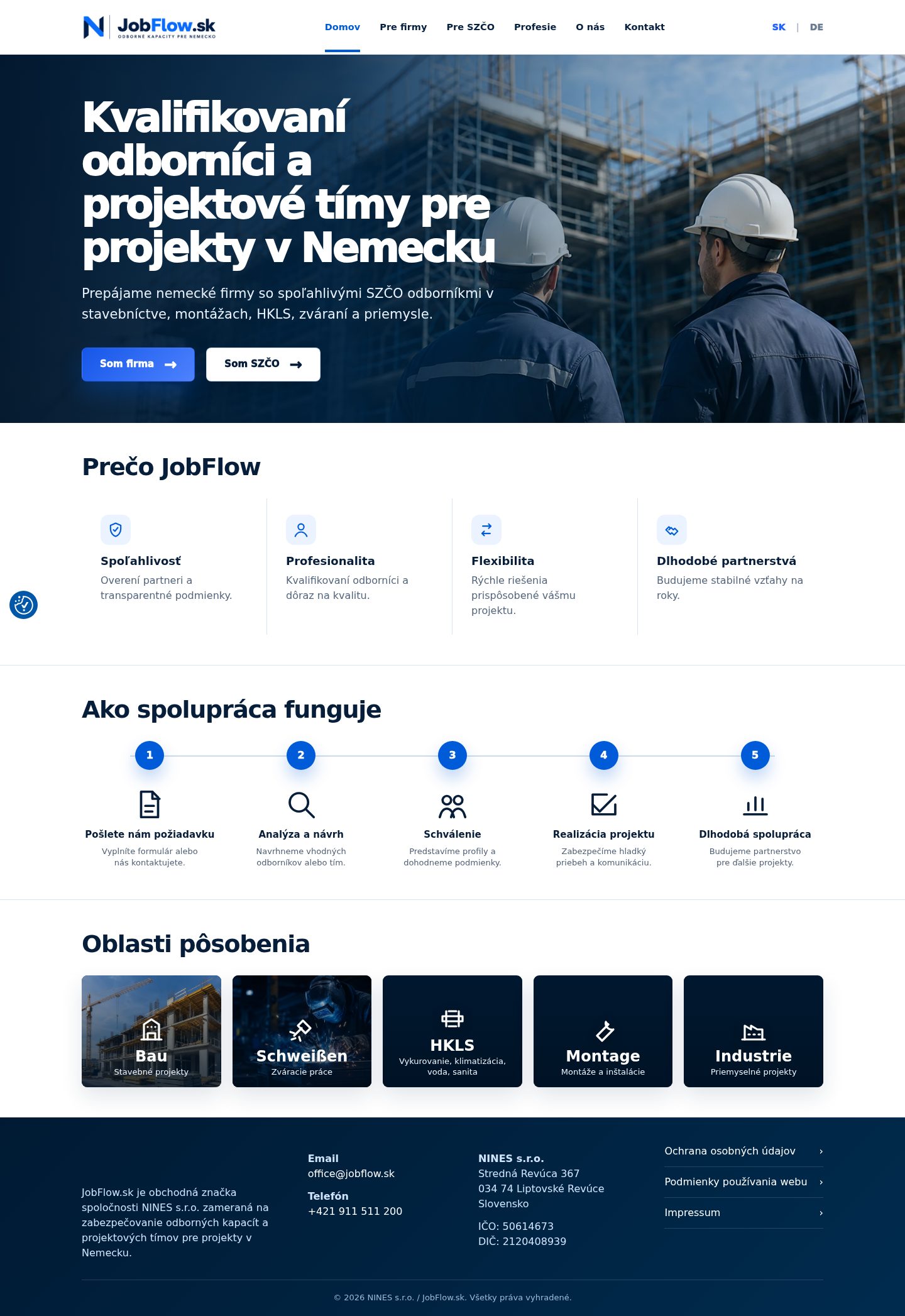 Náhled webu JobFlow